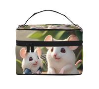 Borsa per cosmetici con topi madre e figlio. Borsa cosmetica da donna alla moda, grande, organizer da viaggio per articoli da toeletta