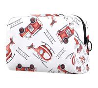 Borsa per cosmetici da donna, a forma di camioncino dei pompieri, con scala di salvataggio, borsa da viaggio per articoli da toeletta grande, pratica borsa organizer con cerniera, Multi,
