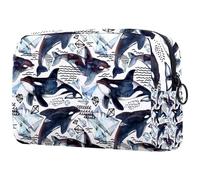 Borsa per cosmetici da donna, con balena killer e ghiaccio artico, borsa da viaggio per articoli da toeletta grande, pratica borsa organizer con cerniera, Multi, 18.5x7.5x13cm/7.3x3x5.1in, Beauty case