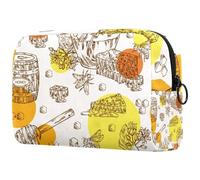 Borsa per cosmetici da donna, con barattolo di miele e nido d'ape, per articoli da toeletta da viaggio, grande, pratica borsa organizer con cerniera, Multi, 18.5x7.5x13cm/7.3x3x5.1in, Beauty case
