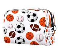 Borsa per cosmetici da donna, con cerniera, per articoli da toeletta da viaggio, per basket, rugby, calcio, baseball, grande, pratica borsa organizer con cerniera, Multi, 18.5x7.5x13cm/7.3x3x5.1in