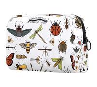 Borsa per cosmetici da donna, con coccinella, ape, ragno, formica, per articoli da toeletta da viaggio, grande, con cerniera, Multi, 18.5x7.5x13cm/7.3x3x5.1in, Beauty case