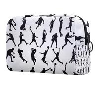 Borsa per cosmetici da donna, con disegno di pallone da basket, borsa da viaggio per articoli da toeletta grandi, pratica borsa organizer con cerniera, Multi, 18.5x7.5x13cm/7.3x3x5.1in, Beauty case