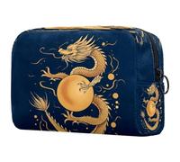 Borsa per cosmetici da donna, con drago dorato e palla, borsa da viaggio per articoli da toeletta grande, pratica borsa organizer con cerniera, Multi, 18.5x7.5x13cm/7.3x3x5.1in, Beauty case