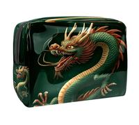Borsa per cosmetici da donna, con drago verde, borsa per articoli da toeletta da viaggio, grande, in PVC, pratica custodia organizer con cerniera, Multi, 18.5x7.5x13cm/7.3x3x5.1in, Beauty case