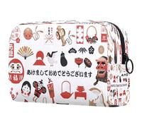 Borsa per cosmetici da donna, con elementi grafici giapponesi, per articoli da toeletta da viaggio, grande, pratica borsa organizer con cerniera, Multi, 18.5x7.5x13cm/7.3x3x5.1in, Beauty case