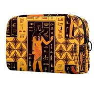 Borsa per cosmetici da donna, con geroglifici egizi antichi geroglifici e articoli da toeletta da viaggio, grande, pratica borsa organizer con cerniera, Multi, 18.5x7.5x13cm/7.3x3x5.1in, Beauty case