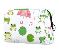 Borsa per cosmetici da donna, con graziosa rana che canta, borsa da viaggio per articoli da toeletta grandi, pratica borsa organizer con cerniera, Multi, 18.5x7.5x13cm/7.3x3x5.1in, Beauty case