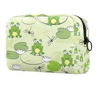 Borsa per cosmetici da donna, con graziosa rana che canta, borsa da viaggio per articoli da toeletta grandi, pratica borsa organizer con cerniera, Multi, 18.5x7.5x13cm/7.3x3x5.1in, Beauty case