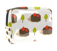 Borsa per cosmetici da donna, con grazioso motivo riccio e mela, borsa da viaggio grande in PVC per trucchi, pratica borsa organizer con cerniera, Multi, 18.5x7.5x13cm/7.3x3x5.1in, Beauty case