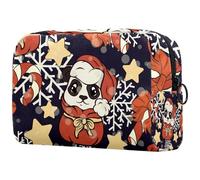 Borsa per cosmetici da donna, con grazioso panda in stile cartone animato, con cappello e chritsmas, borsa da viaggio per articoli da toeletta grande, pratica borsa organizer con cerniera, Multi,