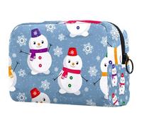 Borsa per cosmetici da donna, con grazioso pupazzo di neve che balla con pupazzo di neve e falchi di neve da viaggio, grande, pratica borsa organizer con cerniera, Multi, 18.5x7.5x13cm/7.3x3x5.1in,