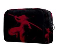 Borsa per cosmetici da donna, con guerrieri samurai giapponesi, colore rosso, per articoli da toeletta da viaggio, grande, pratica borsa organizer con cerniera, Multi, 18.5x7.5x13cm/7.3x3x5.1in,