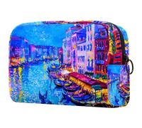 Borsa per cosmetici da donna, con immagine di città di Venezia, borsa da viaggio per articoli da toeletta grandi, pratica borsa organizer con cerniera, Multi, 18.5x7.5x13cm/7.3x3x5.1in, Beauty case