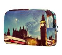 Borsa per cosmetici da donna, con immagine di Londra The Big Ben Clock Night Scenery per articoli da toeletta da viaggio, grande, pratica borsa organizer con cerniera, Multi,
