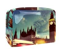Borsa per cosmetici da donna, con immagine di Londra The Big Ben Clock Night Scenery per articoli da toeletta da viaggio, grande, in PVC, con cerniera, Multi, 18.5x7.5x13cm/7.3x3x5.1in, Beauty case