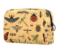 Borsa per cosmetici da donna, con insetti e falene api, borsa da viaggio per articoli da toeletta grandi, pratica borsa organizer con cerniera, Multi, 18.5x7.5x13cm/7.3x3x5.1in, Beauty case