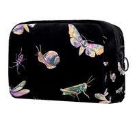 Borsa per cosmetici da donna, con lumaca, libellula, coleotteri e farfalle, borsa da viaggio per articoli da toeletta grande, pratica borsa organizer con cerniera, Multi, 18.5x7.5x13cm/7.3x3x5.1in,