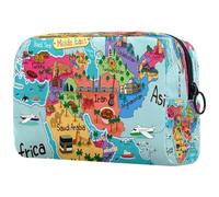 Borsa per cosmetici da donna, con mappa dei paesi del Medio Oriente, grande borsa organizer con cerniera, Multi, 18.5x7.5x13cm/7.3x3x5.1in, Beauty case