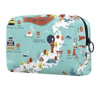 Borsa per cosmetici da donna, con mappa del Giappone, borsa da viaggio per articoli da toeletta grandi, pratica borsa organizer con cerniera, Multi, 18.5x7.5x13cm/7.3x3x5.1in, Beauty case