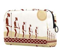 Borsa per cosmetici da donna, con motivo antico popolo africano, borsa da viaggio per articoli da toeletta grande, pratica borsa organizer con cerniera, Multi, 18.5x7.5x13cm/7.3x3x5.1in, Beauty case