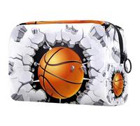 Borsa per cosmetici da donna, con motivo basket in The Damage, borsa da viaggio per articoli da toeletta grande, pratica borsa organizer con cerniera, Multi, 18.5x7.5x13cm/7.3x3x5.1in, Beauty case