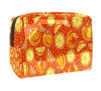 Borsa per cosmetici da donna, con motivo clementine, colore giallo e arancione, borsa da viaggio grande in PVC per trucchi, pratica borsa organizer con cerniera, Multi, 18.5x7.5x13cm/7.3x3x5.1in,