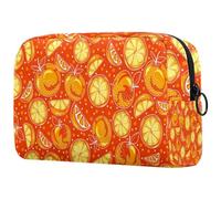 Borsa per cosmetici da donna, con motivo clementine, colore giallo e arancione, per articoli da toeletta da viaggio, grande, pratica borsa organizer con cerniera, Multi, 18.5x7.5x13cm/7.3x3x5.1in,
