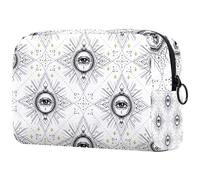 Borsa per cosmetici da donna, con motivo geometrico sacro, per articoli da toeletta da viaggio, grande, pratica borsa organizer con cerniera, Multi, 18.5x7.5x13cm/7.3x3x5.1in, Beauty case