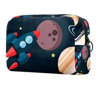 Borsa per cosmetici da donna, con motivo pianeti dello spazio, borsa da viaggio per articoli da toeletta grandi, pratica borsa organizer con cerniera, Multi, 18.5x7.5x13cm/7.3x3x5.1in, Beauty case