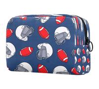 Borsa per cosmetici da donna, con motivo rugby, per articoli da toeletta da viaggio, grande, pratica borsa organizer con cerniera, Multi, 18.5x7.5x13cm/7.3x3x5.1in, Beauty case