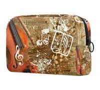 Borsa per cosmetici da donna, con note musicali e violini, per articoli da toeletta da viaggio, grande, pratica borsa organizer con cerniera, Multi, 18.5x7.5x13cm/7.3x3x5.1in, Beauty case