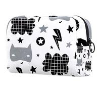 Borsa per cosmetici da donna, con nuvole nere, per articoli da toeletta da viaggio, grande, pratica borsa organizer con cerniera, Multi, 18.5x7.5x13cm/7.3x3x5.1in, Beauty case