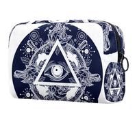 Borsa per cosmetici da donna, con occhio che vede la piramide, per articoli da toeletta da viaggio, grande, pratica borsa organizer con cerniera, Multi, 18.5x7.5x13cm/7.3x3x5.1in, Beauty case