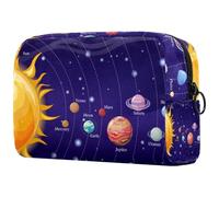 Borsa per cosmetici da donna, con pianeti dello spazio e cielo stellato, borsa da viaggio per articoli da toeletta grande, pratica borsa organizer con cerniera, Multi, 18.5x7.5x13cm/7.3x3x5.1in,