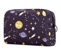 Borsa per cosmetici da donna, con pianeti spaziali, stelle e comete, borsa da viaggio per articoli da toeletta grande, pratica borsa organizer con cerniera, Multi, 18.5x7.5x13cm/7.3x3x5.1in, Beauty