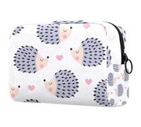 Borsa per cosmetici da donna, con riccio e cuore, per articoli da toeletta da viaggio, grande, pratica borsa organizer con cerniera, Multi, 18.5x7.5x13cm/7.3x3x5.1in, Beauty case