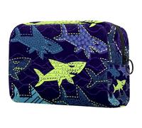 Borsa per cosmetici da donna, con scritta "Danger Shark on The Deepsea", borsa da viaggio per articoli da toeletta grande, pratica borsa organizer con cerniera, Multi, 18.5x7.5x13cm/7.3x3x5.1in,