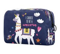 Borsa per cosmetici da donna, con scritta "I Choose to be a unicorn", con cuore, stella, freccia, nuvola, beauty case da viaggio, grande, con cerniera, Multi, 18.5x7.5x13cm/7.3x3x5.1in, Beauty case
