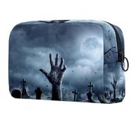 Borsa per cosmetici da donna, con scritta "Zombie Hand Rising Out of Graveyard in Spooky Night", borsa da viaggio per articoli da toeletta grande, pratica borsa organizer con cerniera, Multi,