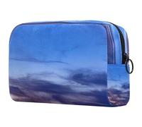 Borsa per cosmetici da donna, con sfumature blu e cielo nuvoloso, borsa da viaggio per articoli da toeletta grande, pratica borsa organizer con cerniera, Multi, 18.5x7.5x13cm/7.3x3x5.1in, Beauty case