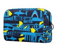 Borsa per cosmetici da donna, con squalo grunge pericoloso, borsa da viaggio per articoli da toeletta grande, pratica borsa organizer con cerniera, Multi, 18.5x7.5x13cm/7.3x3x5.1in, Beauty case