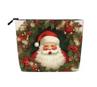 Borsa per cosmetici da donna con stampa dei fiordi norvegesi, organizer da viaggio portatile, borsa da toilette con chiusura a zip, Ghirlanda di Babbo Natale per le vacanze di Natale, Taglia unica