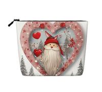 Borsa per cosmetici da donna con stampa dei fiordi norvegesi, organizer da viaggio portatile, borsa da toilette con chiusura a zip, Cuore di Natale, Taglia unica