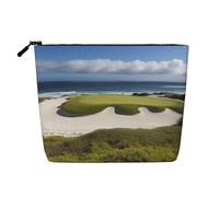 Borsa per cosmetici da donna con stampa dei fiordi norvegesi, organizer da viaggio portatile, borsa da toilette con chiusura a zip, Campo da golf sulla spiaggia, Taglia unica