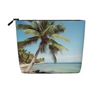 Borsa per cosmetici da donna con stampa dei fiordi norvegesi, organizer da viaggio portatile, borsa da toilette con chiusura a zip, Palma da spiaggia, Taglia unica