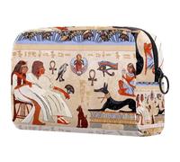 Borsa per cosmetici da donna, con stampa della cultura dell'antico Egitto, borsa da viaggio per articoli da toeletta grande, pratica borsa organizer con cerniera, Multi, 18.5x7.5x13cm/7.3x3x5.1in,