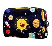 Borsa per cosmetici da donna, con stampa dello spazio, per articoli da toeletta da viaggio, grande, pratica borsa organizer con cerniera, Multi, 18.5x7.5x13cm/7.3x3x5.1in, Beauty case
