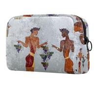 Borsa per cosmetici da donna, con stampa di affreschi della cultura dell'antica Grecia, borsa da viaggio per articoli da toeletta grande, pratica borsa organizer con cerniera, Multi,