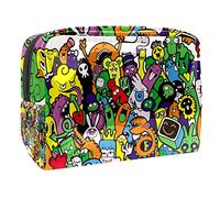 Borsa per cosmetici da donna, con stampa di mostri colorati, per articoli da toeletta da viaggio, grande, in PVC, con cerniera, Multi, 18.5x7.5x13cm/7.3x3x5.1in, Beauty case
